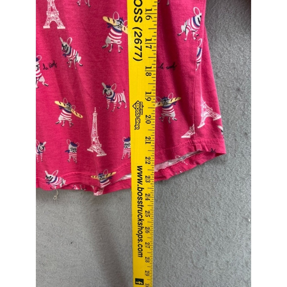 Nite Nite MUNKI MUNKI Pajamas Women L Pink PJ Shorts French Bulldogs Paris 2pc - Picture 5 of 15